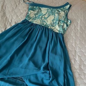 Teal high low dress